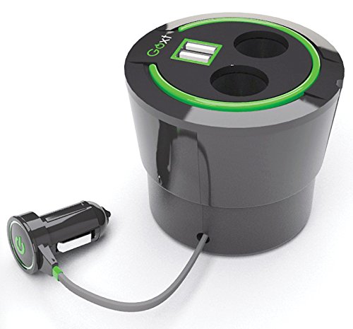 GOXT Cup Holder Car Charger with Dual USB & Dual Socket Ports