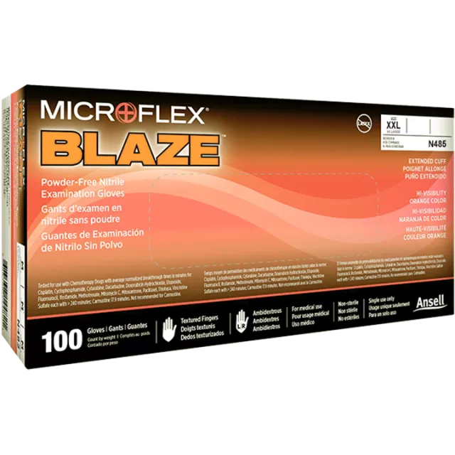 Microflex N485 Blaze Pf Nitrile Glove Size Xxlarge (Box 100)