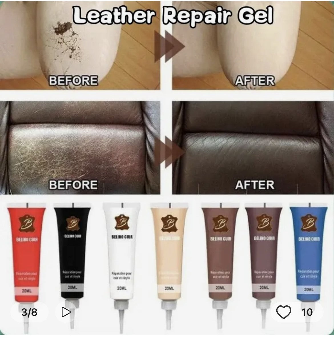 20ml Auto Advanced Leather Repair Cream Repair Red