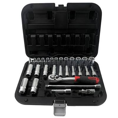 AMPRO 29PC SOCKET SET 1/4IN DR STD AND DEEP 4 -14MM 6PT