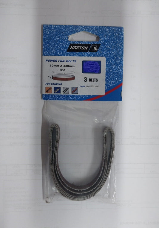 NORTON POWERFILE BELTS 10 X 330mm (60G) 3PK