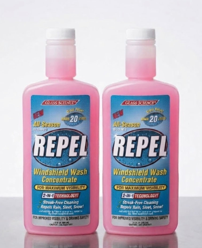 2X BOTTLES REPEL WINDSHEILD WASH CONCENTRATE 300ML