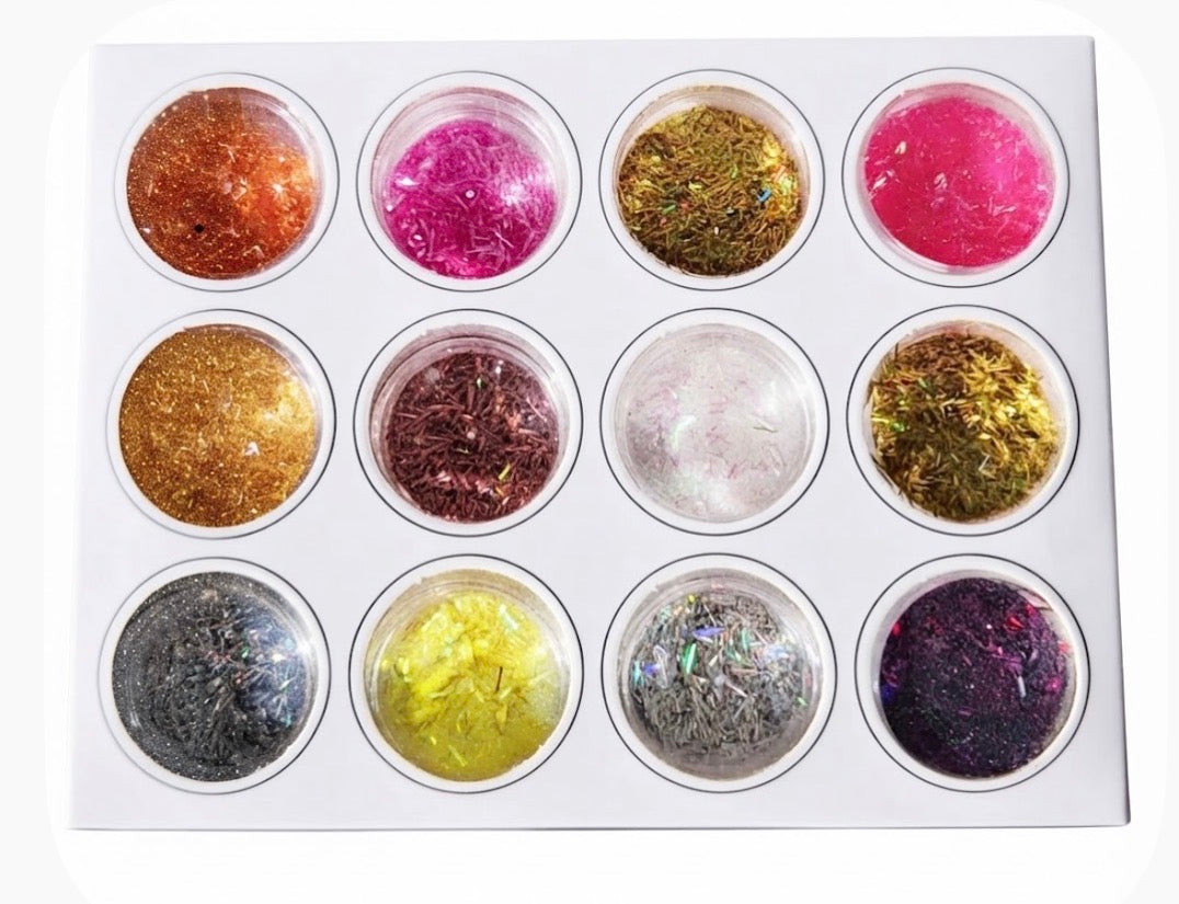 FINE SHELL FLASH SEQUINS FOR RESIN - 12 COLOUR PACK