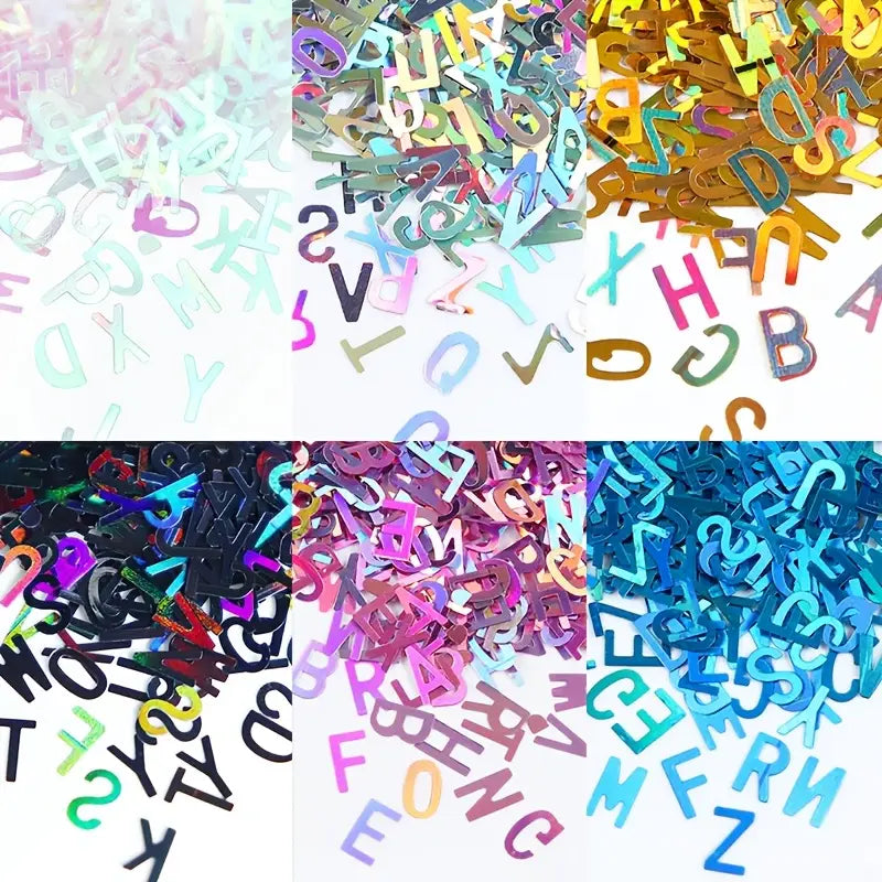 HOLOGRAPHIC GLITTER LETTERS 5PK 5 COLOURS