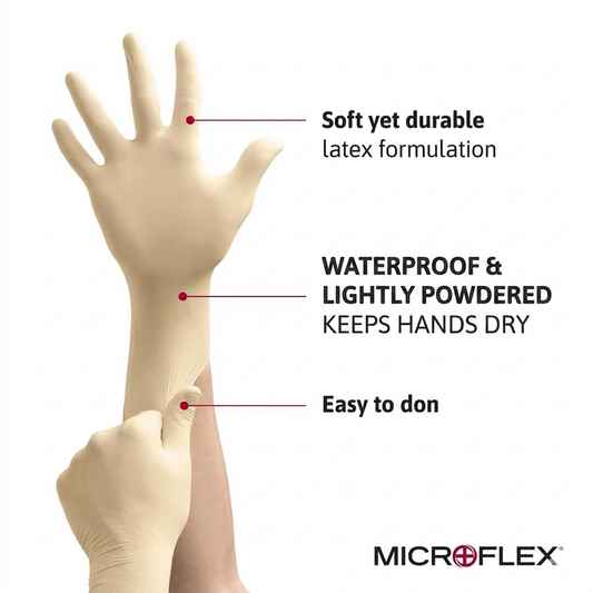 Carton Microflex Latex Gloves. (10 boxes)